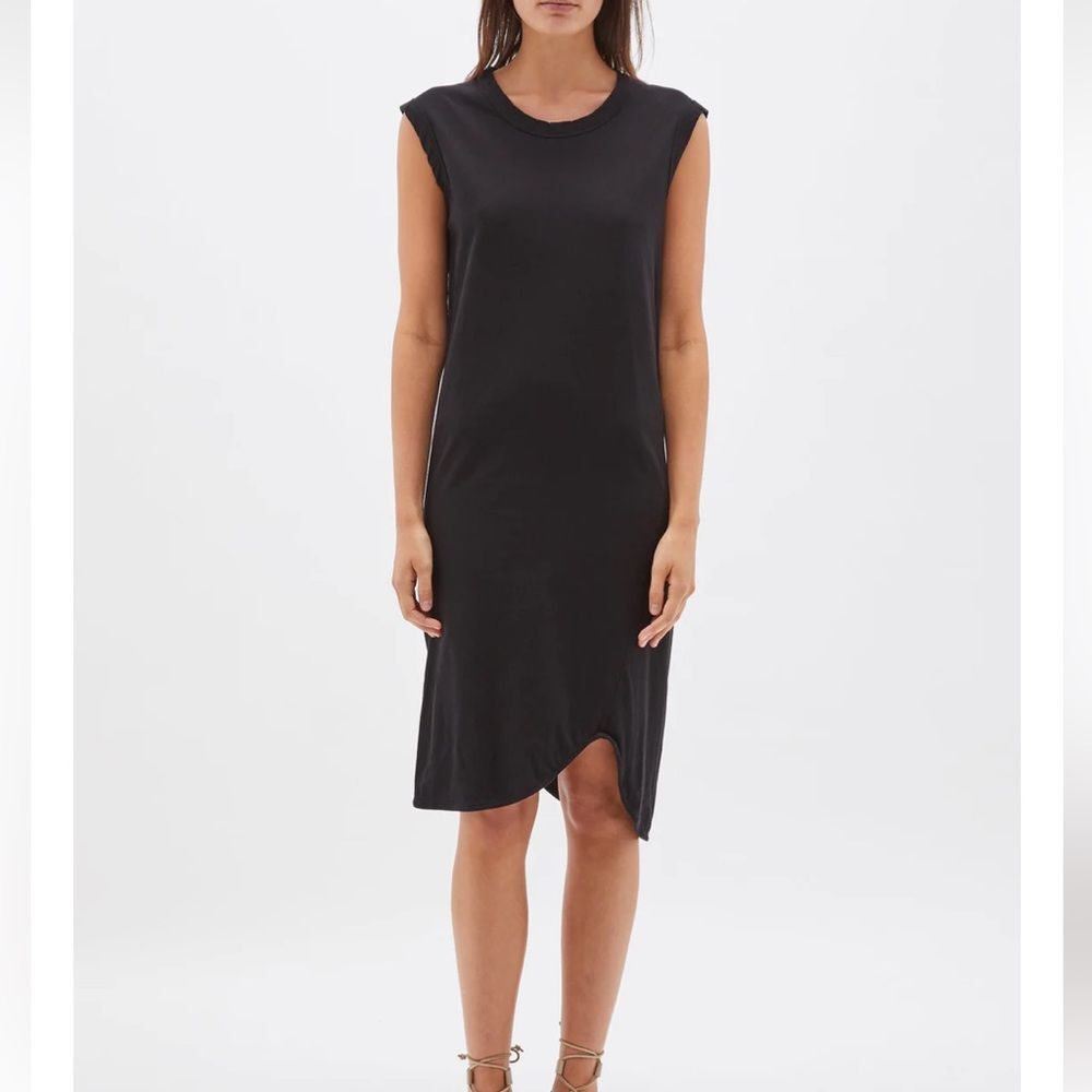 Bassike Fitted Muscle Black Minimalist Lagenlook Streetwear Classic Tank Dress